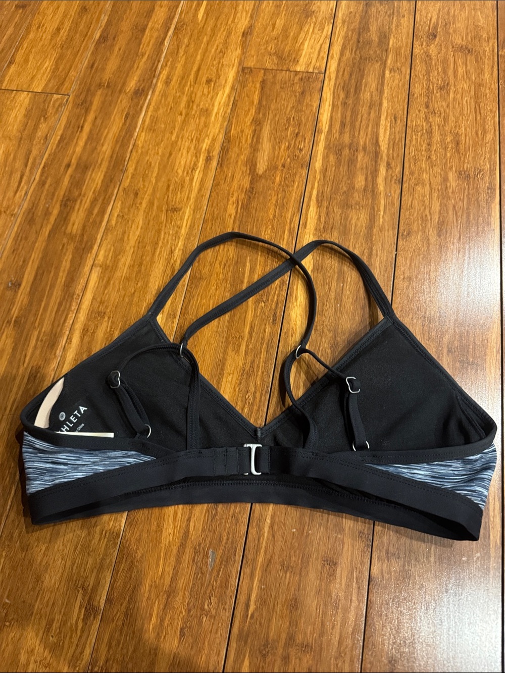 Athleta Black and Heather Gray Strappy Sports Bralette - Picture 3 of 4